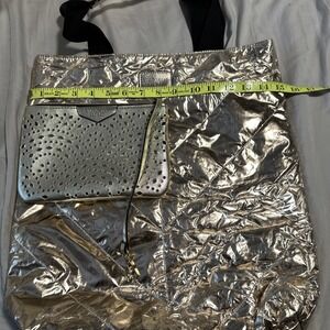 Victoria's Secret Tote Bag Plush Rose Gold Metallic Puffer Limited Edition Bonus